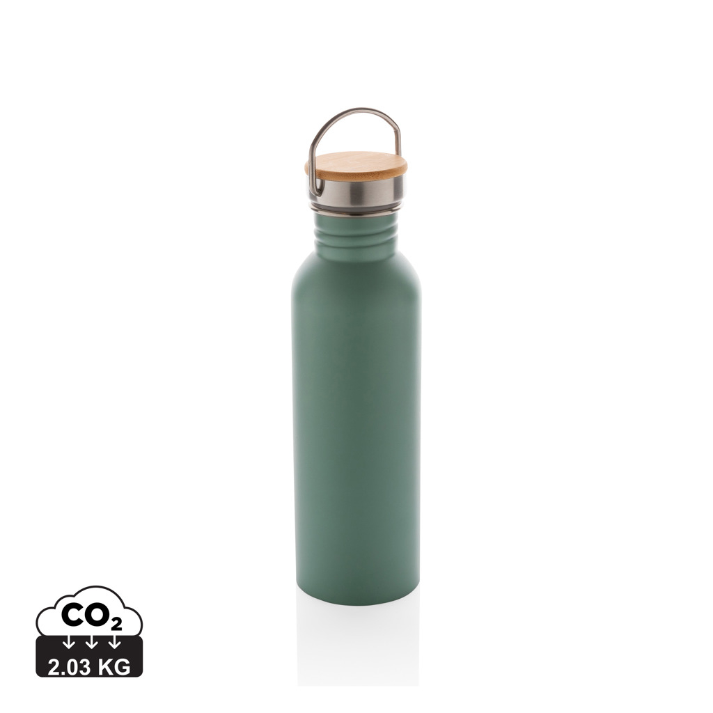 Bouteille publicitaire couvercle en bambou 700 ml Vert 